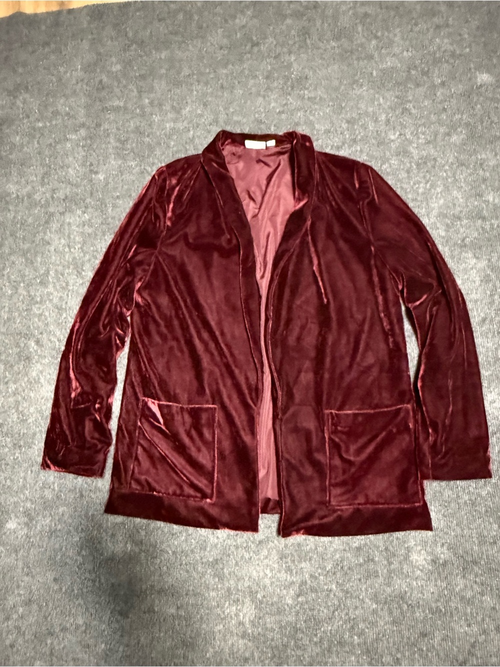 14th & Union Deep Burgundy Velvet Open Blazer